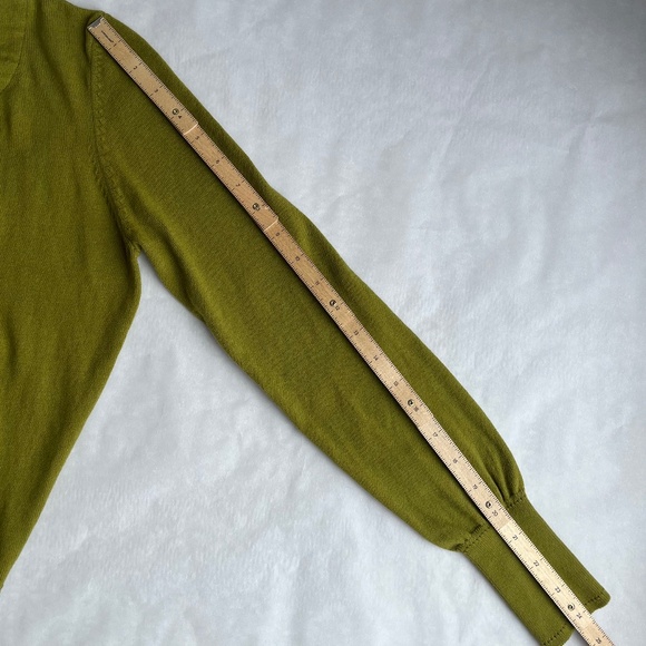 Milly Green Wooden Embellished Button Down Long Sleeve Cocktail Sweater Top Smal - Picture 10 of 11